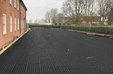 Geogrid ground protection, installation process