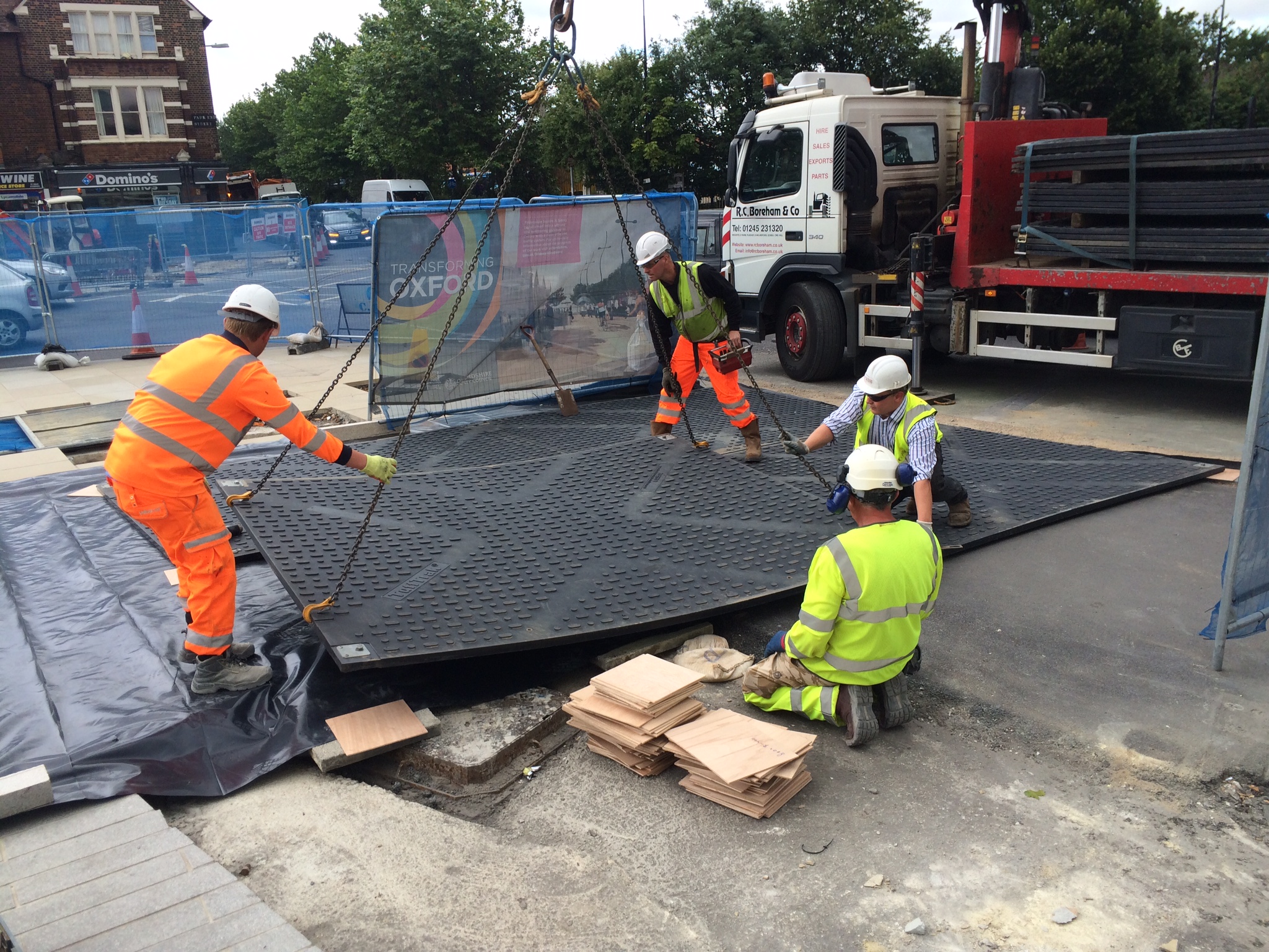 Tufftrak panels protecting block paving in Oxford